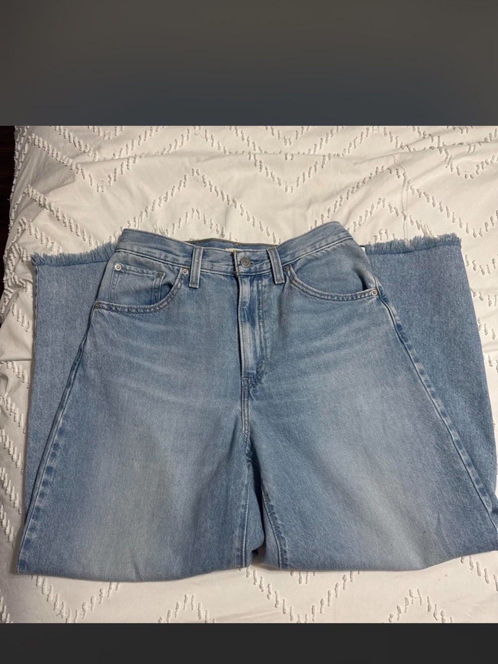 Levi's Light Blue Wide-Leg Frayed Hem Jeans